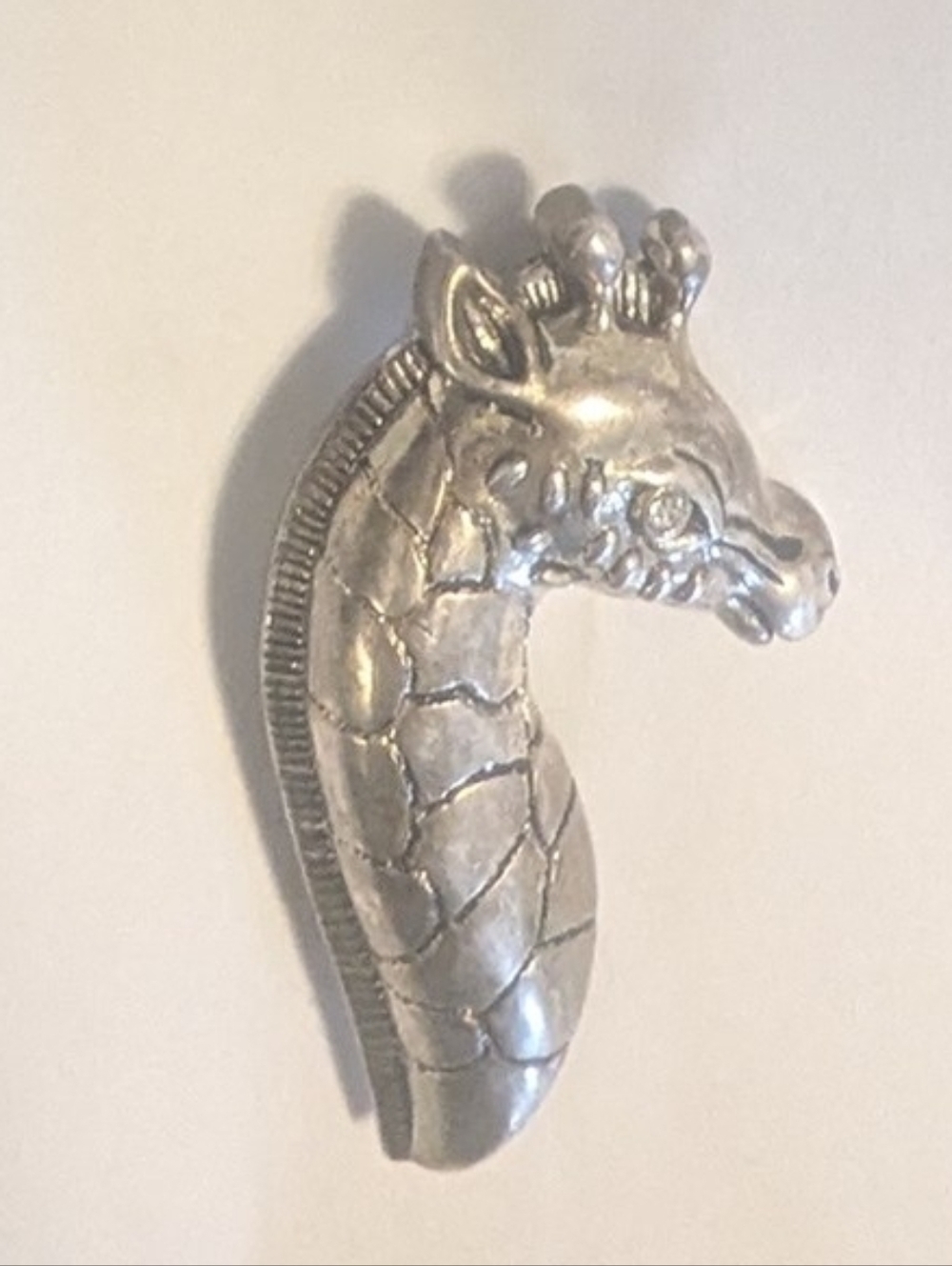 Vintage Silver Tone Giraffe With Rhinestone Eye Brooch Pin